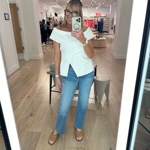 LOFT White Off-Shoulder Blouse